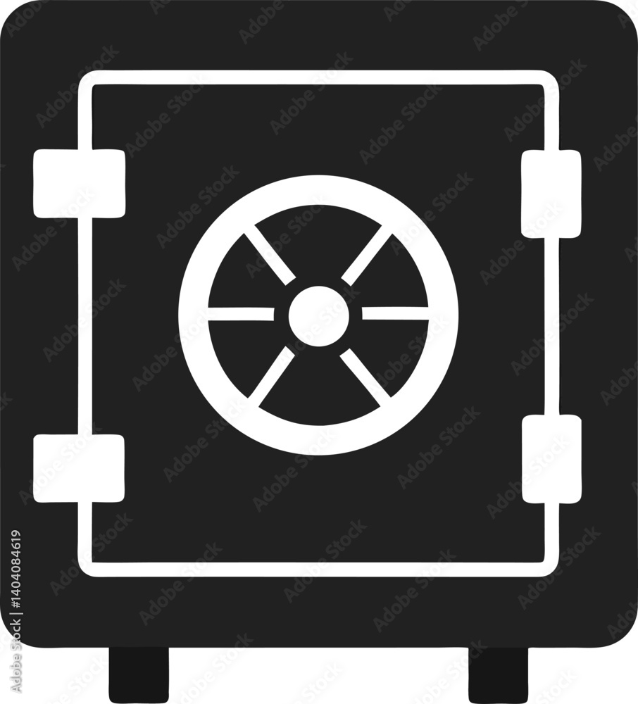 Safe vault silhouette icon on white background1. Safe vault silhouette icon on white background1.