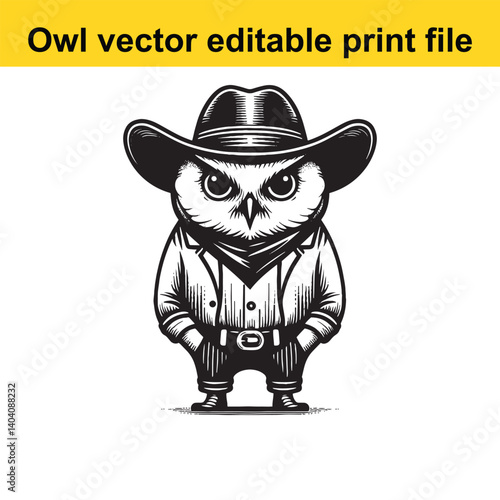 Owl wearing a cowboy hat