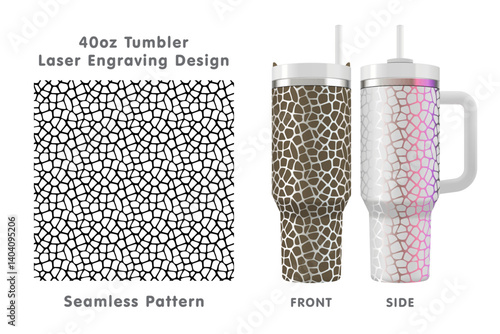 Giraffe print tileable pattern. Seamless laser engraving design for 40oz tumbler. Full tumbler wrap. Vector illustration.
