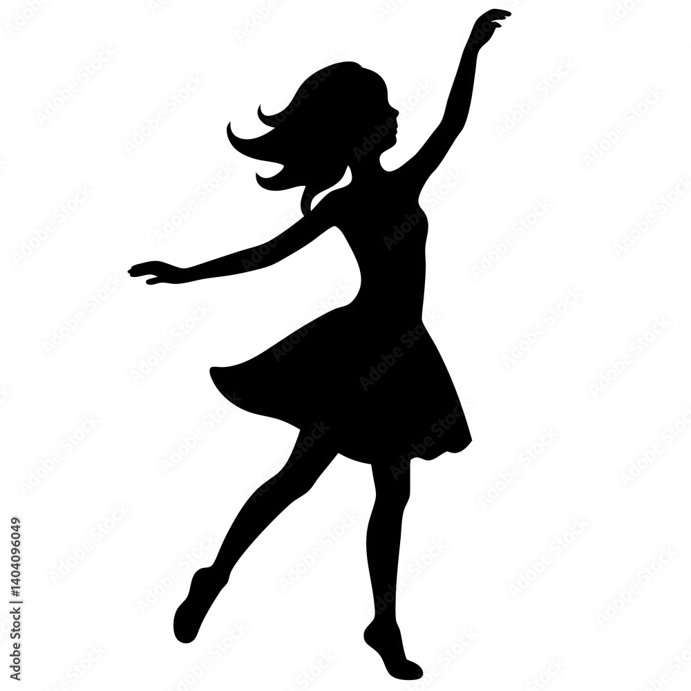 girl dancing silhouette vector isolated on white background girl dancing silhouette vector isolated on white background