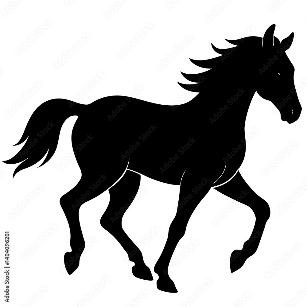 Obraz premium Horse running silhouette vector isolated on white background