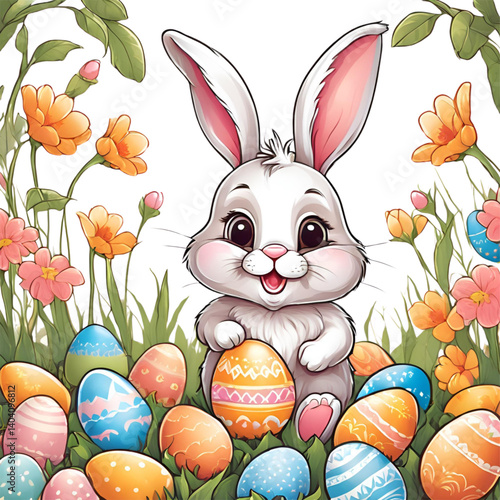 easter bunny and eggs