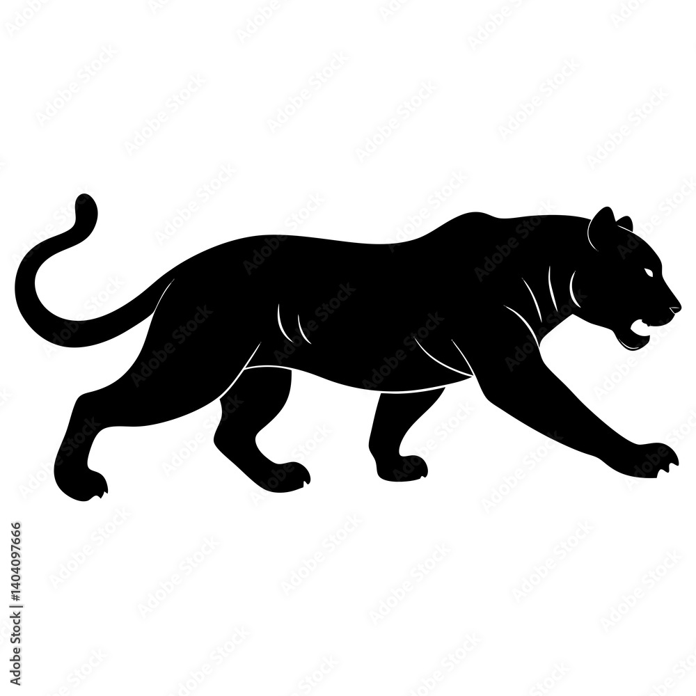 Obraz premium Tiger running silhouette vector isolated on white background