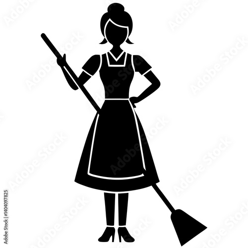 woman cleaning silhouette vector isolated on white background
