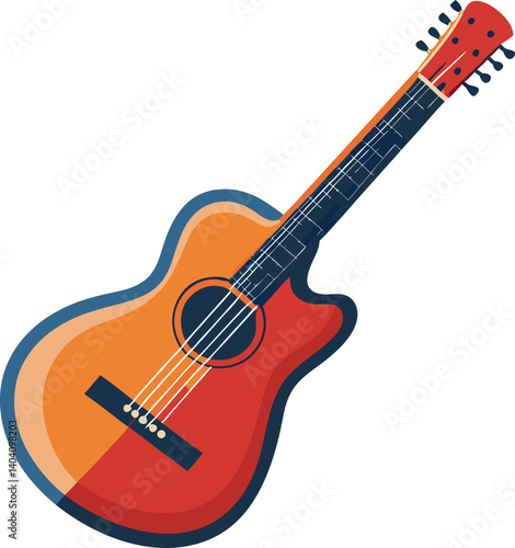 Illustrated Acoustic Guitar with 12-String Headstock