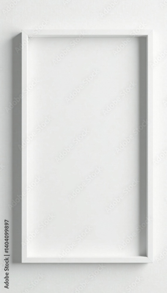 Clean minimalist white frame isolated on white background, contemporary, minimal Clean minimalist white frame isolated on white background, contemporary, minimal