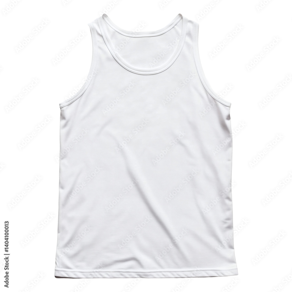 Plain white tank top mockup for design showcasing and branding purposes on transparent background Plain white tank top mockup for design showcasing and branding purposes on transparent background