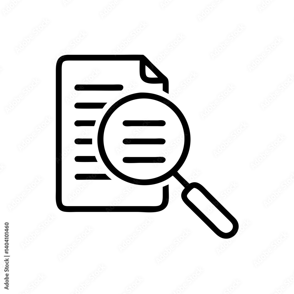 Magnifying glass over document highlighting text Magnifying glass over document highlighting text