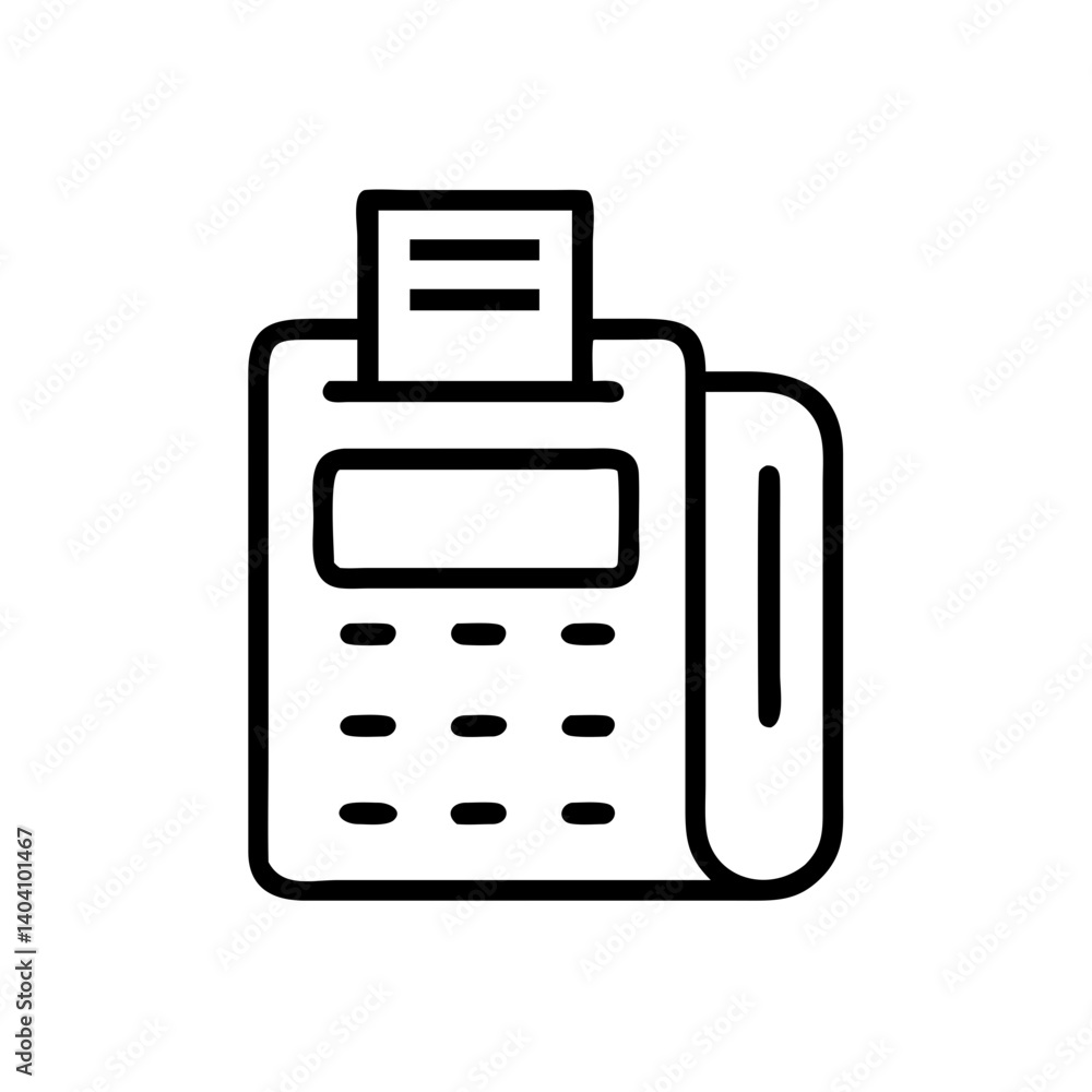 Fax machine printing document on white background Fax machine printing document on white background