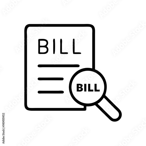 Bill document with magnifying glass illustration