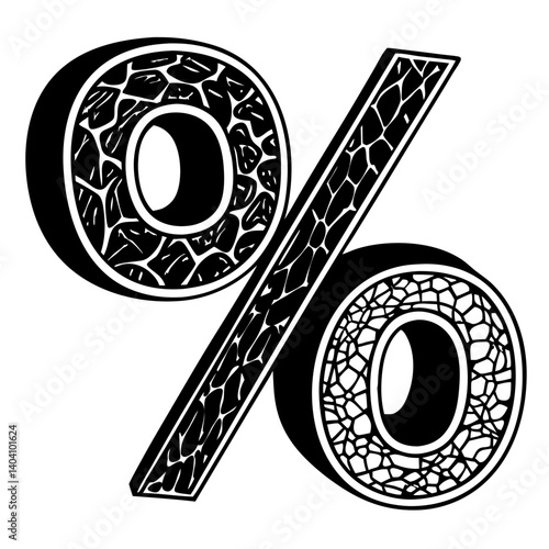 Stylized percentage symbol in black and white