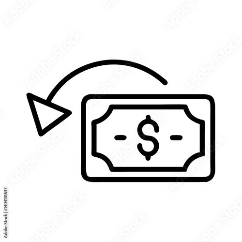 Money transfer icon with arrow on white background
