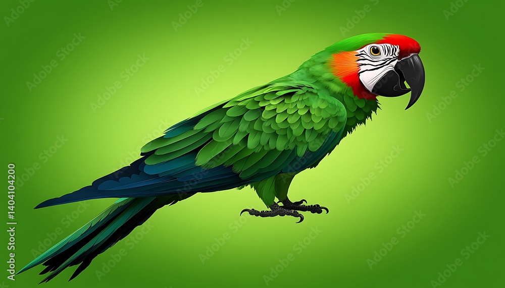 Fototapeta premium Colorful Parrot Profile on Green