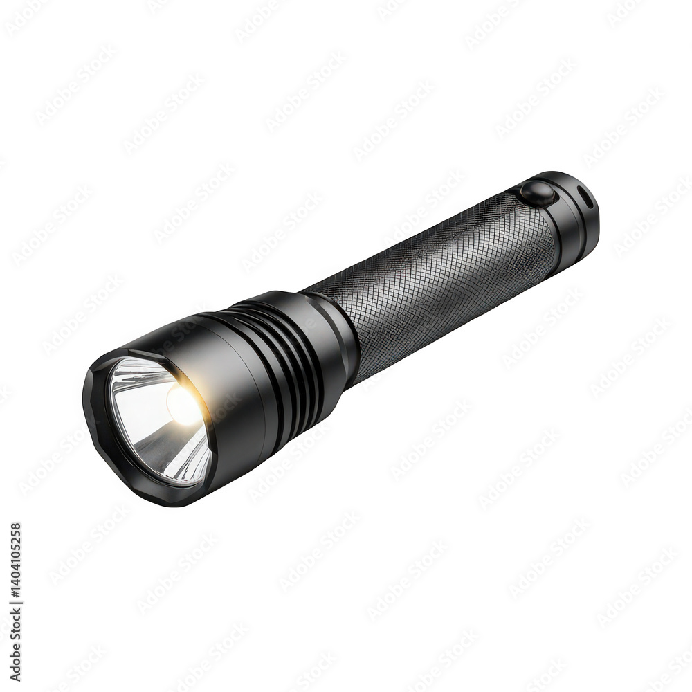 Durable black flashlight with a bright LED light, perfect for outdoor adventures. Durable black flashlight with a bright LED light, perfect for outdoor adventures.
