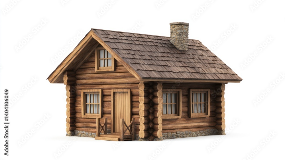 3D Wooden Cabin on White Background (5) 3D Wooden Cabin on White Background (5)