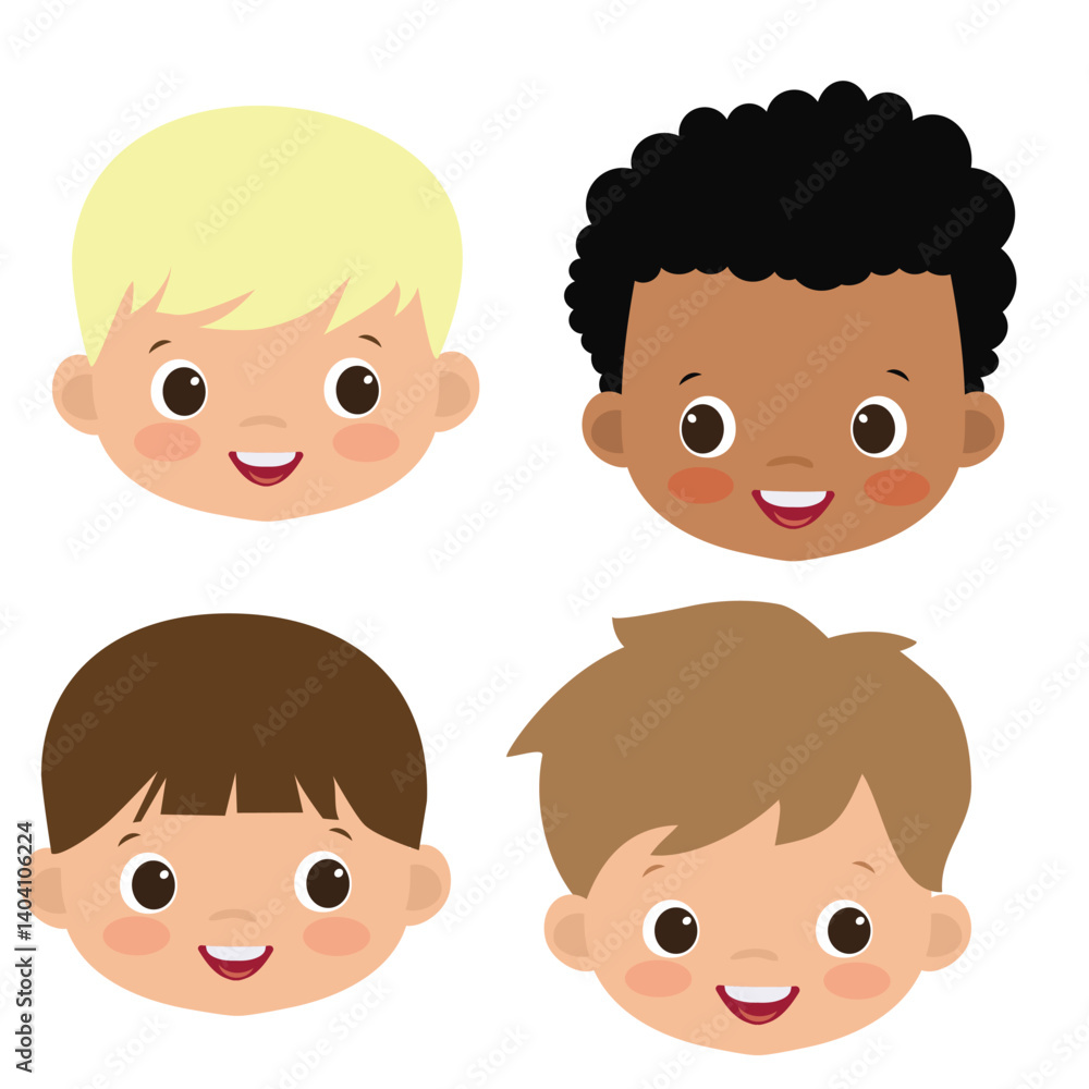 Cute little boy face vector cartoon illustration Cute little boy face vector cartoon illustration
