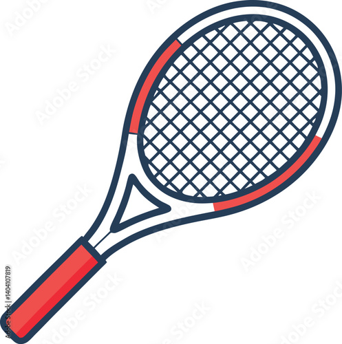 Red and White Tennis Racket Icon Illustration