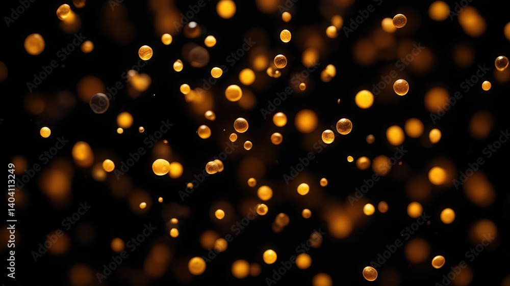 Glowing golden bokeh lights floating in dark space, festive abstract background with warm shimmer, magical atmosphere for celebrations, holidays, or dreamy night scenes Glowing golden bokeh lights floating in dark space, festive abstract background with warm shimmer, magical atmosphere for celebrations, holidays, or dreamy night scenes
