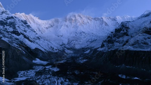 Annapurna base camp trail, view of the mountains including annapurna