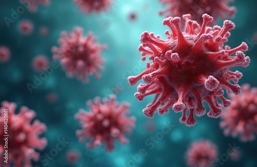 Illustration concept of multiple myeloma and plasma cell carcinoma as internal cancer. Oncology, blood, medicine concepts. Disease illustration with no people, focus on illness process.