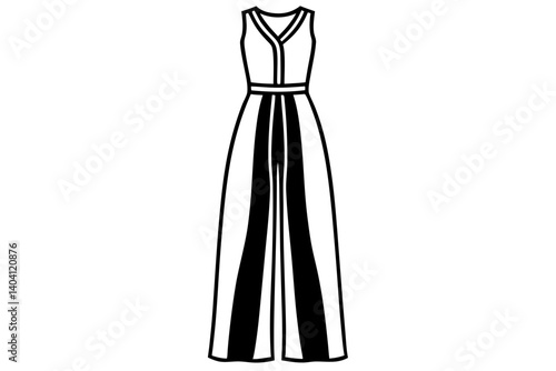 Chic sleeveless jumpsuit with wide-leg trousers in vector design