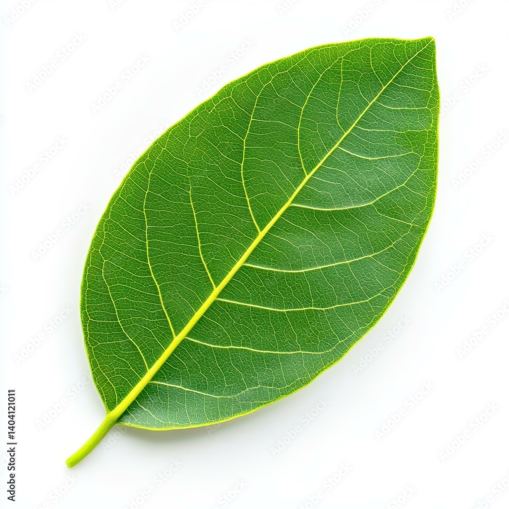 A large green leaf stands out against a clean white background, emphasizing natures beauty and simplicity. A large green leaf stands out against a clean white background, emphasizing natures beauty and simplicity.