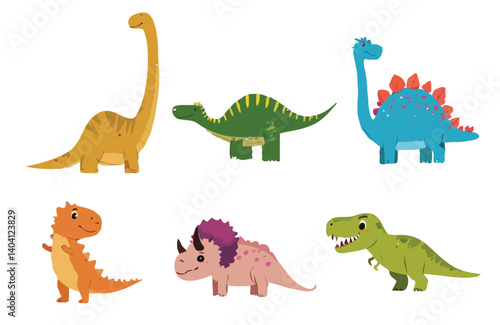 Set of tyrannosaurus dinosaur vector illustration