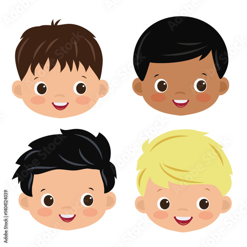 Cute little boy face vector cartoon illustration