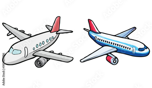Two airplane on a white background