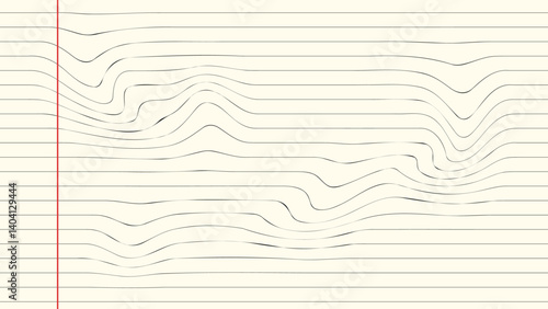 Blank yellow vintage notepaper design vector with curved lines