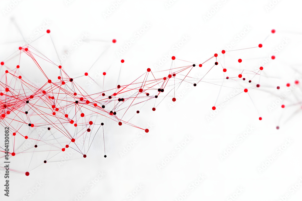 A white background with red lines and dots A white background with red lines and dots