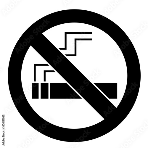 Letrero prohibido fumar. Icono de color negro para zona de no fumadores.
