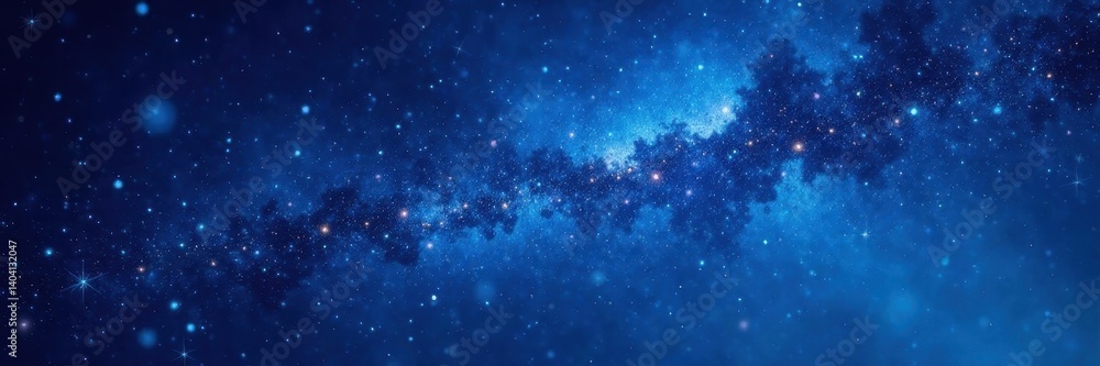 Obraz premium Starry night, intense blue backdrop, glittering celestial bodies, magic, dark