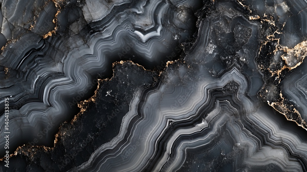 Obraz premium Black and Grey Stone with Gold Veining