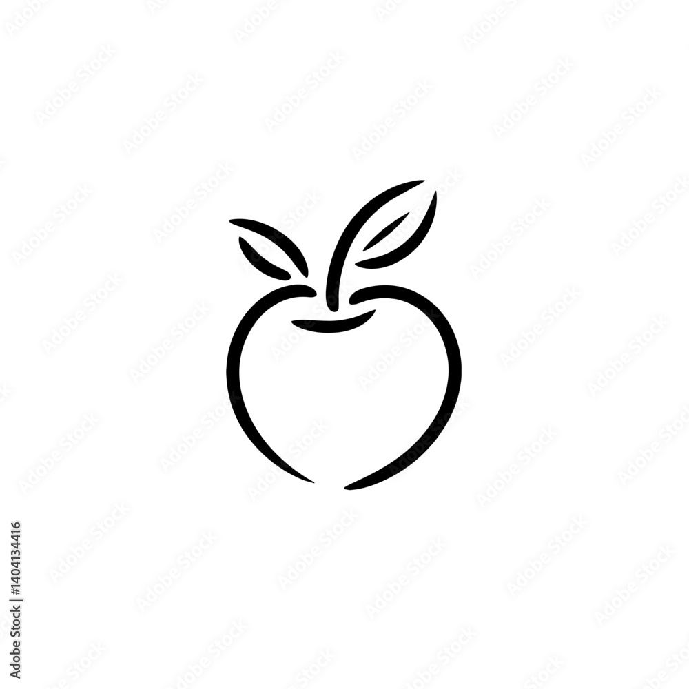 Outline apple icon on a clean white background Outline apple icon on a clean white background