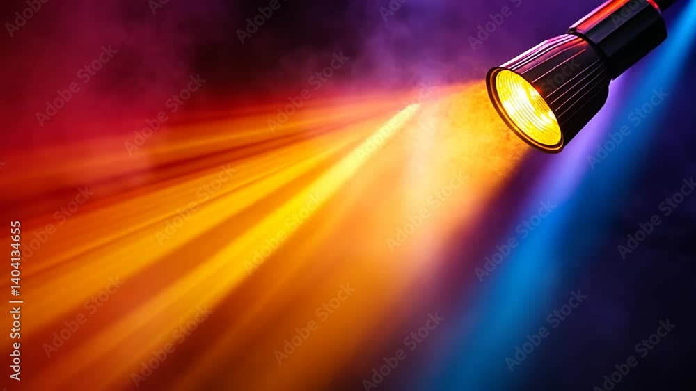 Vibrant beam of light cascading through a smoky atmosphere, creating an ethereal and captivating spectacle Vibrant beam of light cascading through a smoky atmosphere, creating an ethereal and captivating spectacle