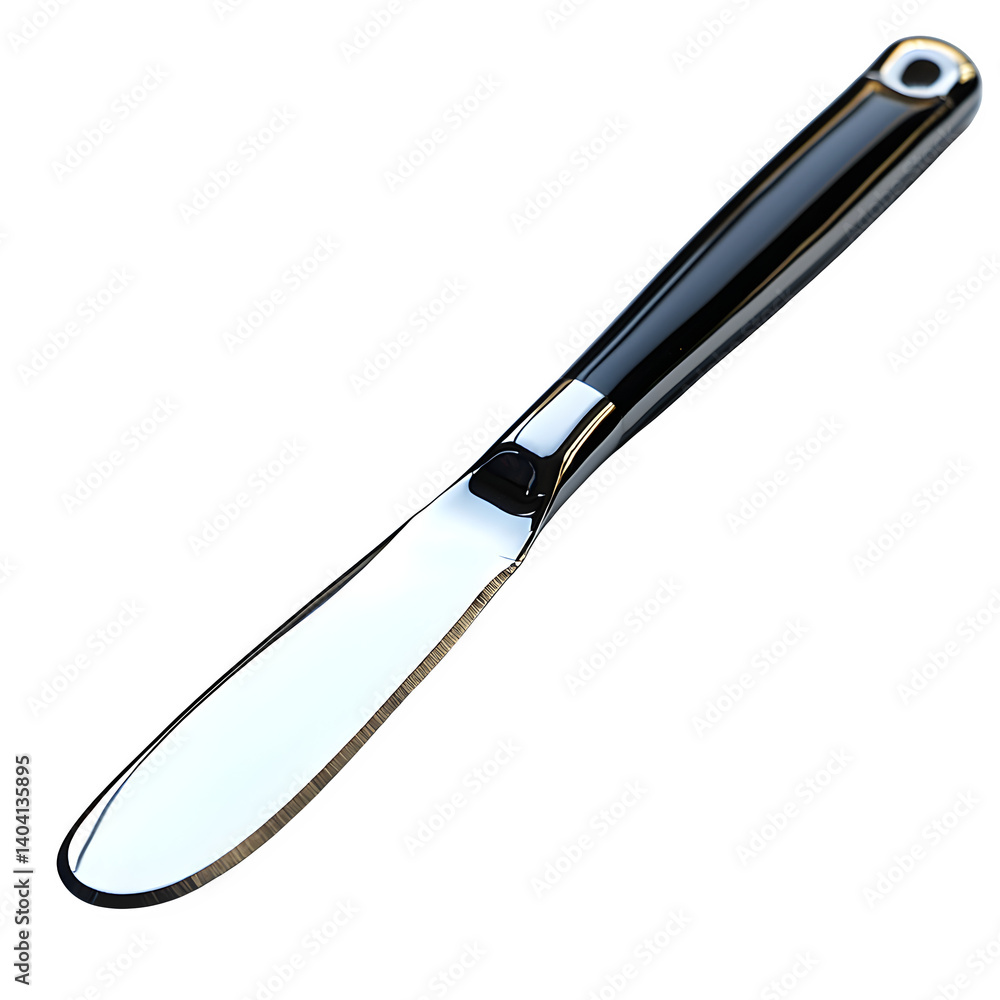 A surgical spatula, with a smooth metal surface and sharp edge, isolated on a white background. A surgical spatula, with a smooth metal surface and sharp edge, isolated on a white background.