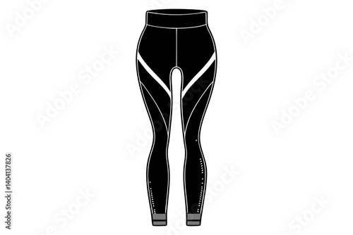 Sporty Leggings Vector Featuring Detailed Seam Accents
