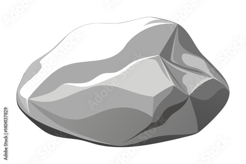 Metallic Silver Ore Illustration with Rugged Surface Details