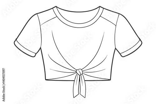 Trendy Crop Top Vector with Knotted Front and Short Sleeves