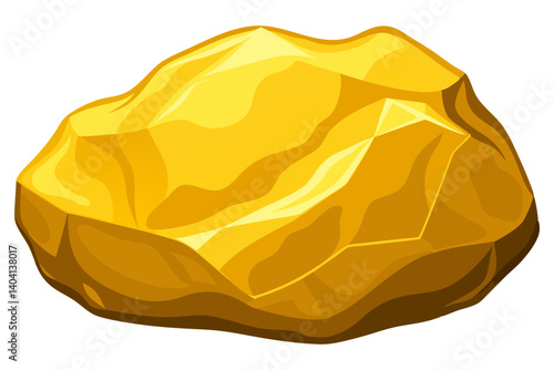 Realistic Gold Nugget Illustration with Metallic Texture