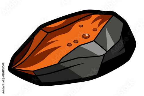 Iron Ore Illustration with Raw Surface and Rust Details