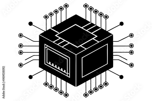 Vector Illustration of Central Processing Unit Isometric Design