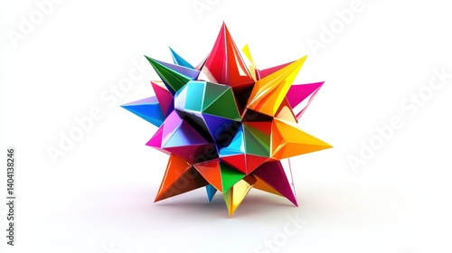 A colorful geometric object with many sharp pointed facets