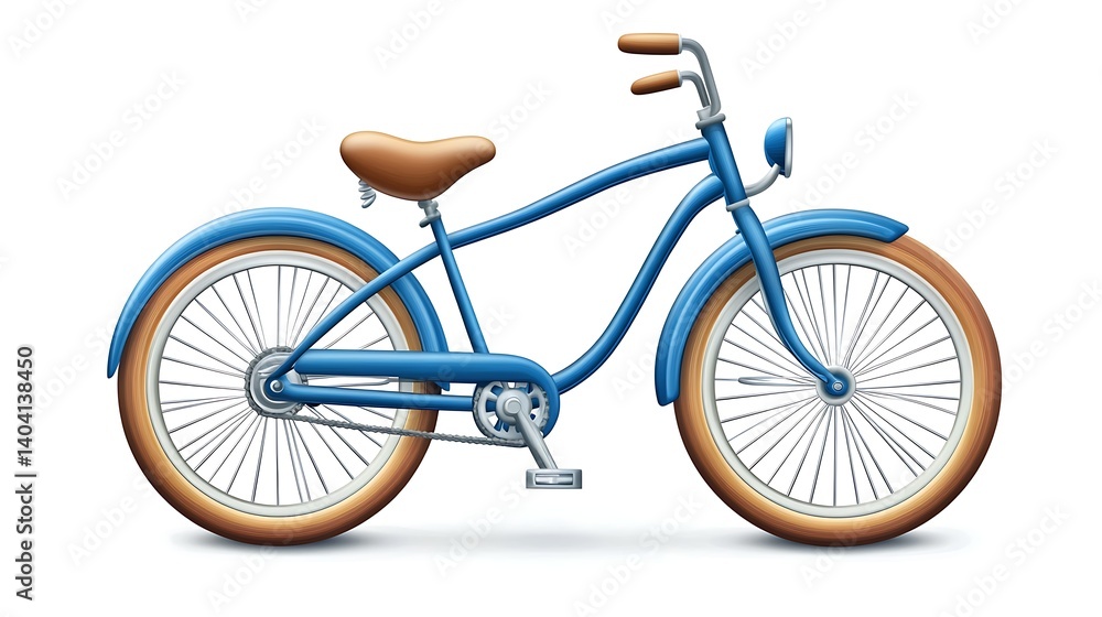 Fototapeta premium Classic blue cruiser bicycle illustration