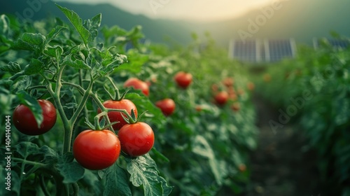 Obraz na płótnie Fresh ripe red organic tomatoes at agriculture plantation farm. w salonie