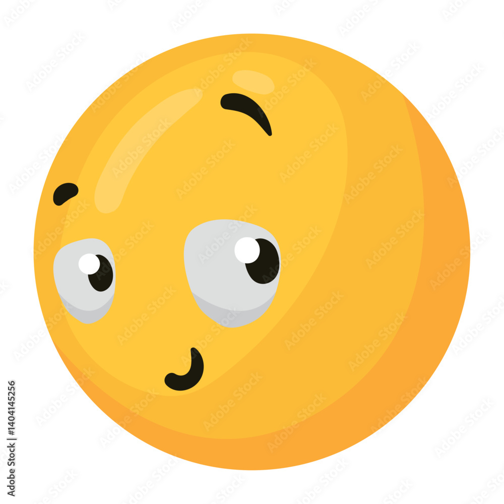 Cartoon Vector Illustration of a Cute Flirty Emoji Face with a Playful Expression and Glossy Yellow Surface