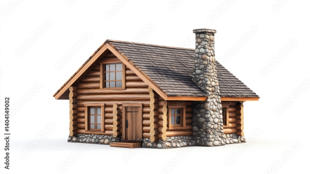 3D Wooden Cabin Isolated on White Background (3) 3D Wooden Cabin Isolated on White Background (3)