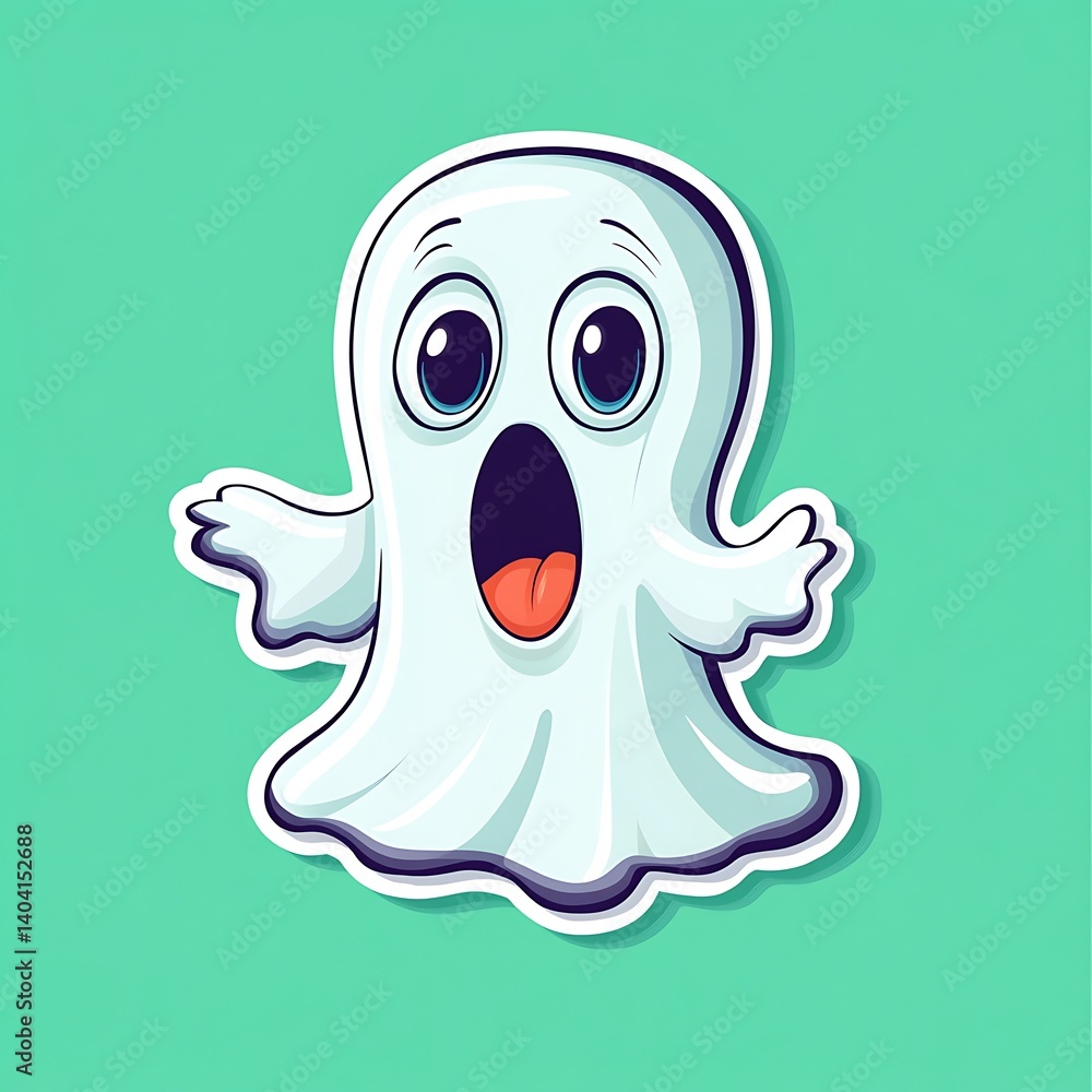 Cartoon ghost with surprised face, Halloween spooky Cartoon ghost with surprised face, Halloween spooky