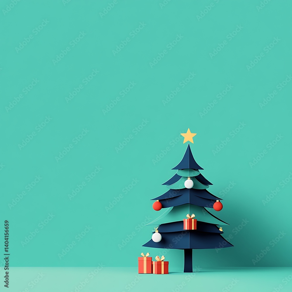 Obraz premium Christmas tree with tiny gift boxes